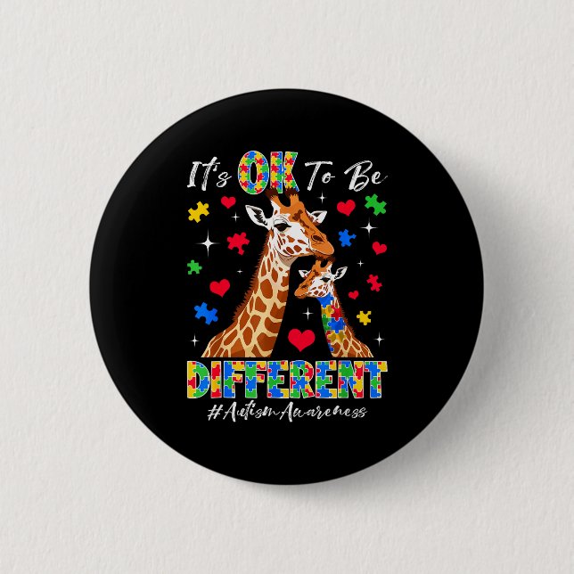 To be different autism awareness giraffe puzzles button (Front)