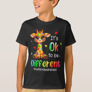 to Be Different Cute Giraffe Animal Autism T-Shirt