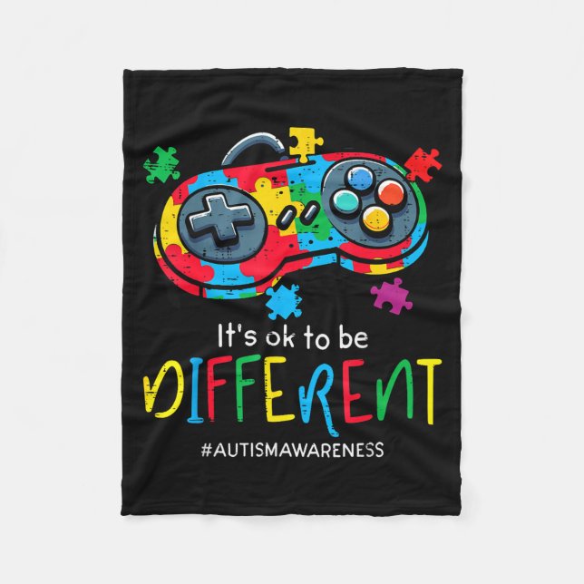 To be different gaming controller autism men boy fleece blanket (Front)