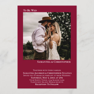 To Be Wed Minimalist Cranberry Red Photo Wedding Invitation