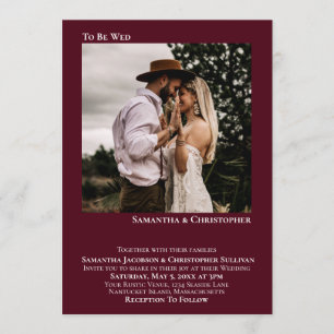 To Be Wed Modern Minimal Burgundy Photo Wedding Invitation