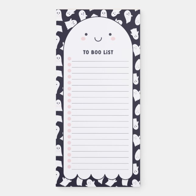 To Boo List - Adorable Ghost Halloween Magnetic Notepad (Front)