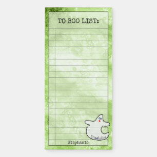 To BOO List: Cute Diva Ghost Green BG Magnetic Notepad