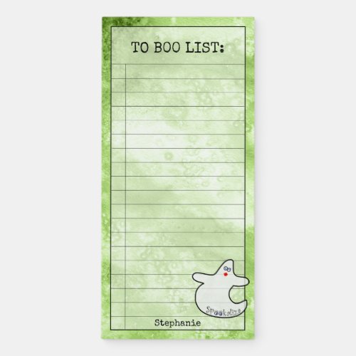 To BOO List  Cute Diva Ghost Green BG Magnetic Notepad