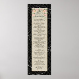 To Build a Lasting Love - Black Damask Peach Roses Poster