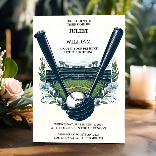 To Champion Team Ball Field Pitch Baseball Wedding Invitation