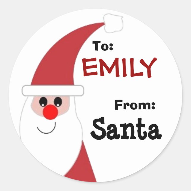 To Child From SANTA Gift Label Red and White v5 (Front)
