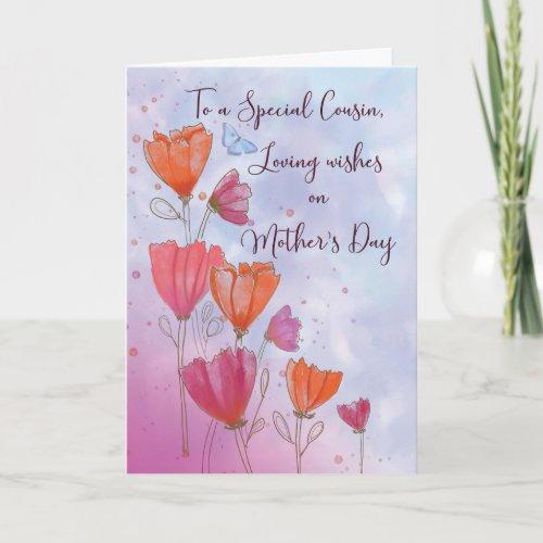 To Cousin Mothers Day Love with Orange and Pink Ca Card