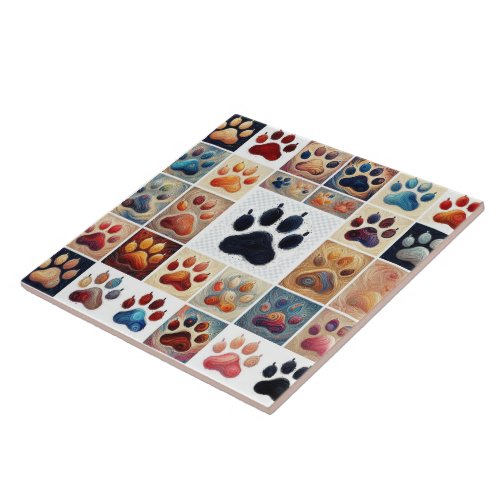 To create a vibrant mosaic piece of art paw print  ceramic tile
