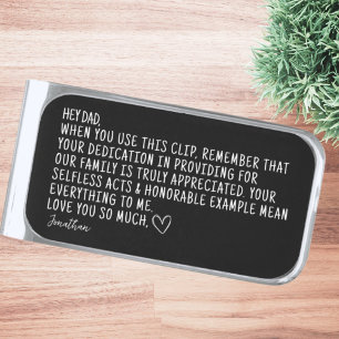 To Dad From Daughter or Son Father's Day Silver Finish Money Clip