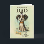 To Dad From Quirky Dog Funny Birthday Custom Pup Card<br><div class="desc">This whimsical birthday card for Dad features an adorable, scruffy pup in soft watercolor style, sitting with big, bright eyes and surrounded by playful pawprints and a cartoon bone. It’s a cheerful and charming way for a beloved dog to celebrate their favorite human on his special day. The name on...</div>
