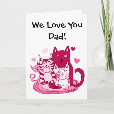 To Dad From The Cats Valentine's Day Holiday Card