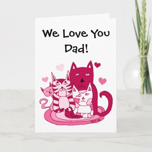 To Dad From The Cats Valentines Day Holiday Card