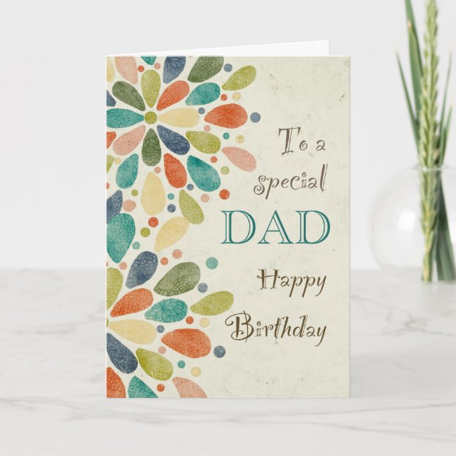 To Dad on Birthday Colorful Card (Front)