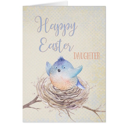To Daughter, Happy Easter Blue Bird in Nest (Front)