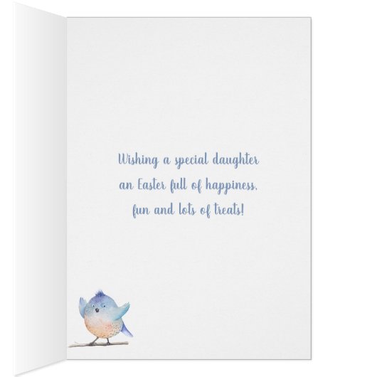 To Daughter, Happy Easter Blue Bird in Nest (Inside (Right))