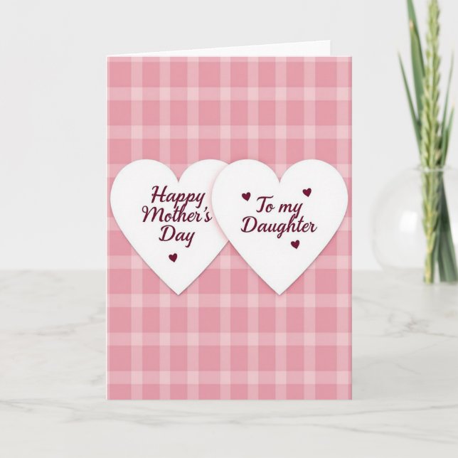 To Daughter Maroon Hearts Card (Front)
