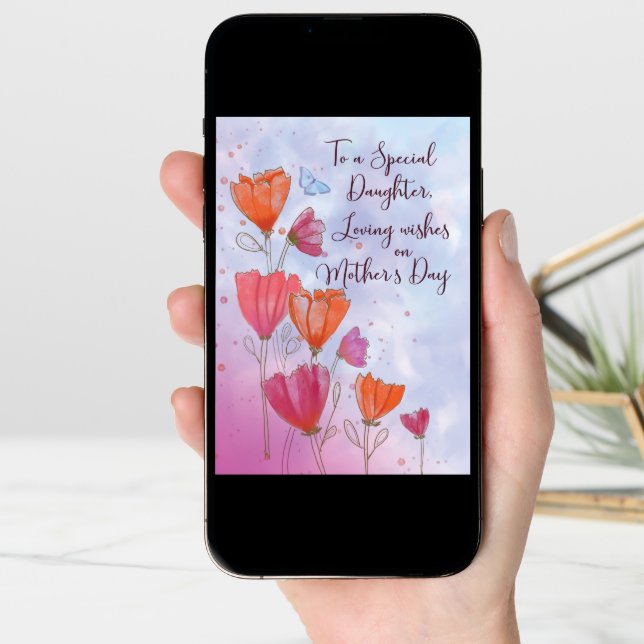 To Daughter Mothers Day Love with Orange and Pink  Card (Front Digital)
