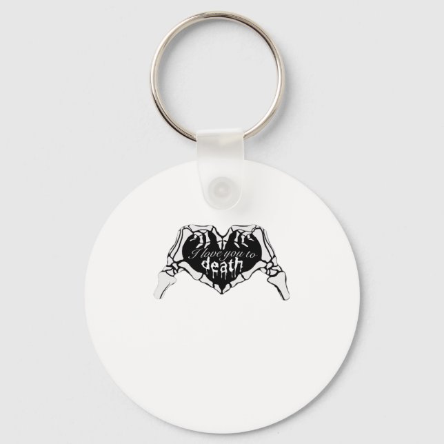 To Death Skeleton Hand Heart Classic Design Keychain