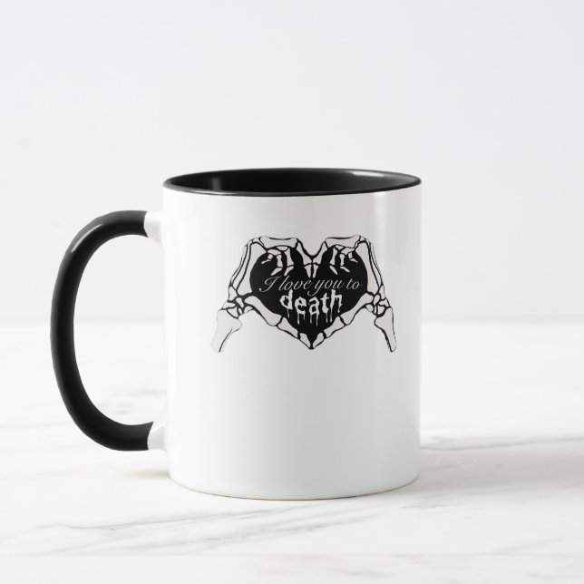 To Death Skeleton Hand Heart Classic Design Mug (Left)