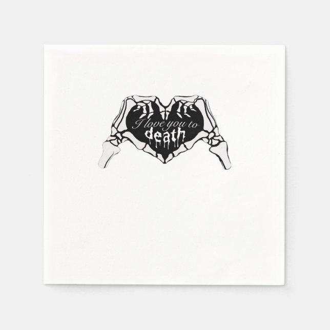 To Death Skeleton Hand Heart Classic Design Napkins (Front)