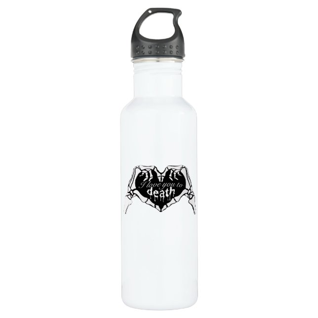 To Death Skeleton Hand Heart Classic Design Stainless Steel Water Bottle (Front)