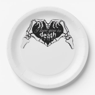 To Death  - Skeleton Hand Heart Paper Plates