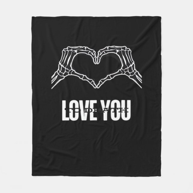 To Death Skeleton Heart Hands Classic Look Fleece Blanket (Front)