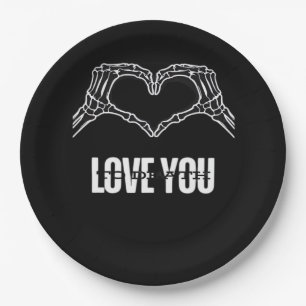To Death Skeleton Heart Hands Classic Look Paper Plates