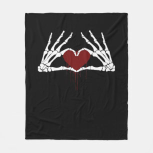To Death - Skeleton Heart Hands Fleece Blanket