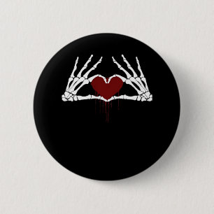 To Death Skeleton Heart Hands Style Button