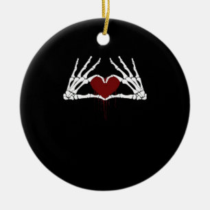 To Death Skeleton Heart Hands Style Ceramic Ornament