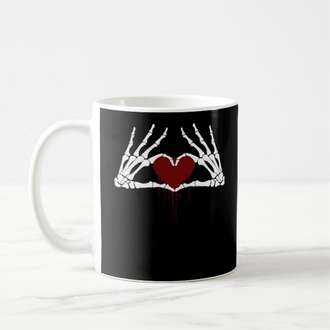 To Death Skeleton Heart Hands Style Coffee Mug (Left)