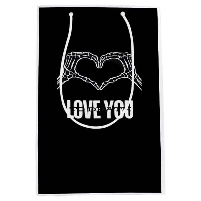 To Death Skeleton Heart Hands Style Medium Gift Bag (Front)