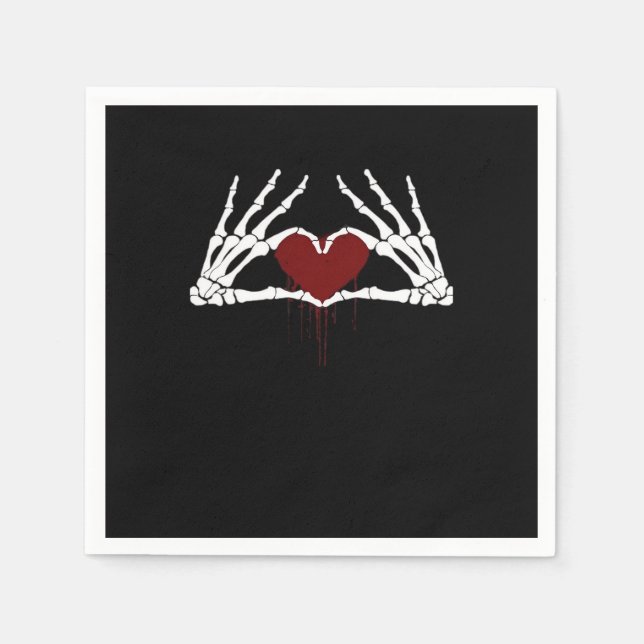 To Death Skeleton Heart Hands Style Napkins (Front)
