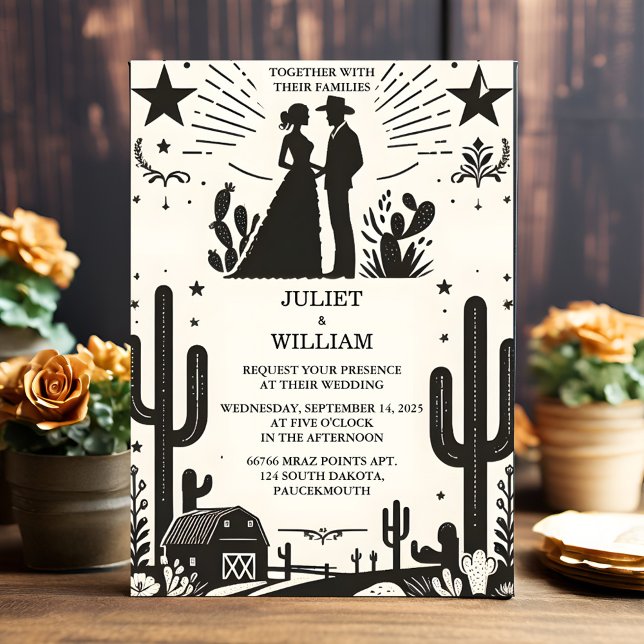 To Desert Rodeo Retro Horse Rustic Western Wedding Invitation (Creator Uploaded)