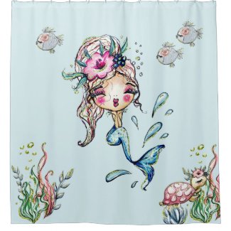 To Die For Sexy Mermaid Turtle Fish Shower Curtain