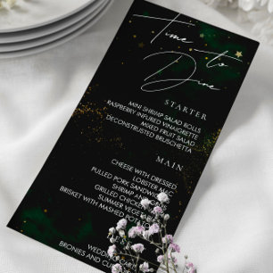 To Dine Menu Dark Emerald Green Magic Stars