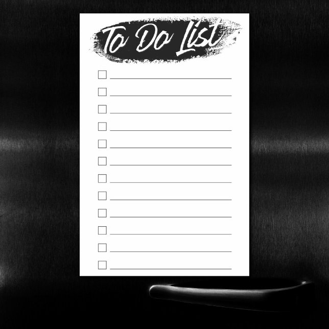 To Do Checklist Modern Black Smudge Hand Lettered Magnetic Dry Erase Sheet (Creator Uploaded)
