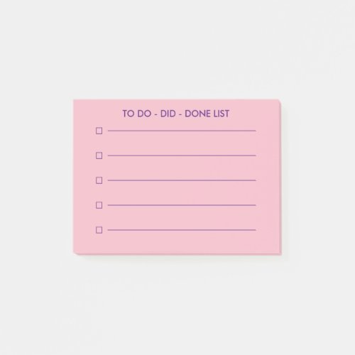 To do did done list small pink lined checkboxes post_it notes