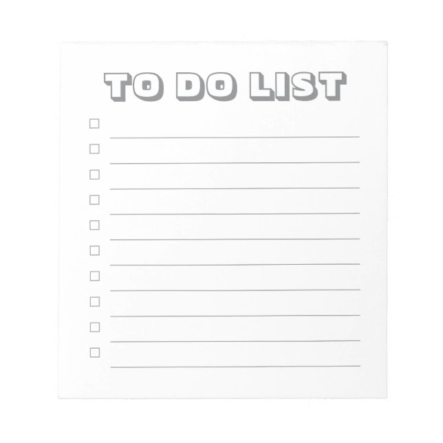 To Do List - 40 Page Notepad (Front)