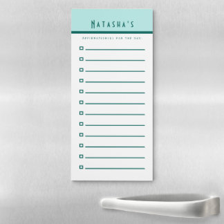 To Do List, Affirmation Checklist Aqua Magnetic Notepad