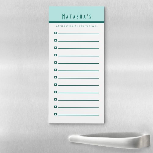 To Do List Affirmation Checklist Aqua Magnetic Notepad