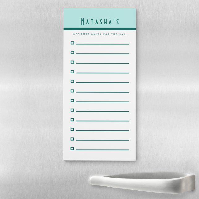 To Do List, Affirmation Checklist Aqua Magnetic Notepad (In Situ)