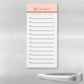 To Do List, Affirmation Checklist Orange Border Magnetic Notepad