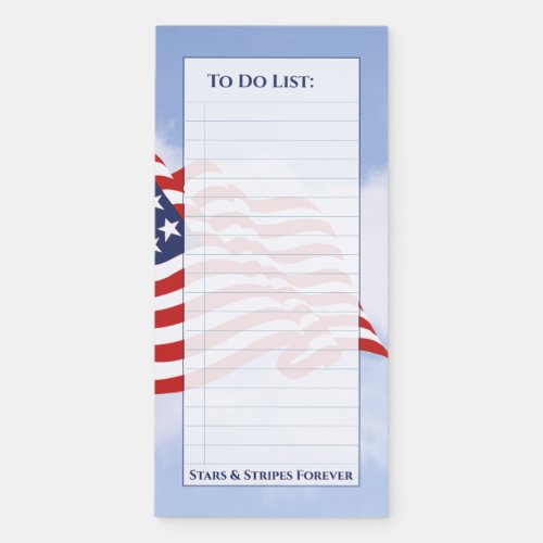 To Do List American Flag Stars  Stripes Forever Magnetic Notepad