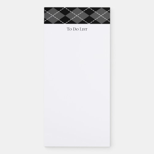 To Do List Argyle Black White Gray Mens Pattern Magnetic Notepad