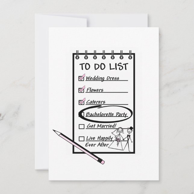 To Do List Bachelorette Party Invitation (Front)