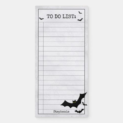 To Do List Black Bat Silhouette Gray BG Magnetic Notepad