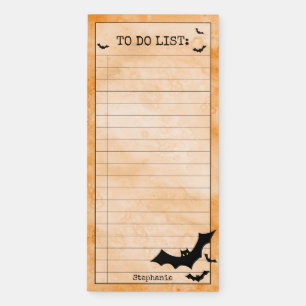 To Do List: Black Bat Silhouette Orange BG Magnetic Notepad
